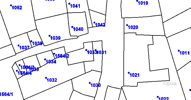 Parcela st. 1031 v KÚ Plumlov, Katastrální mapa