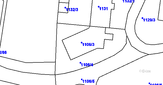 Parcela st. 1106/3 v KÚ Plumlov, Katastrální mapa