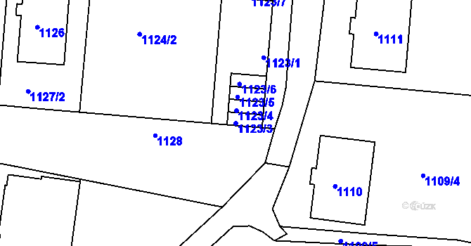 Parcela st. 1123/3 v KÚ Plumlov, Katastrální mapa
