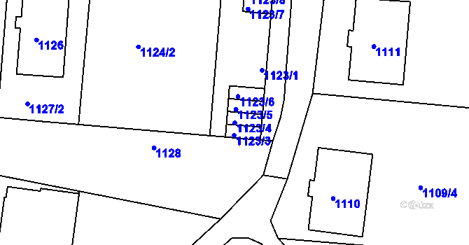 Parcela st. 1123/4 v KÚ Plumlov, Katastrální mapa