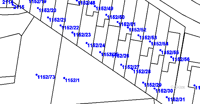 Parcela st. 1152/25 v KÚ Plumlov, Katastrální mapa