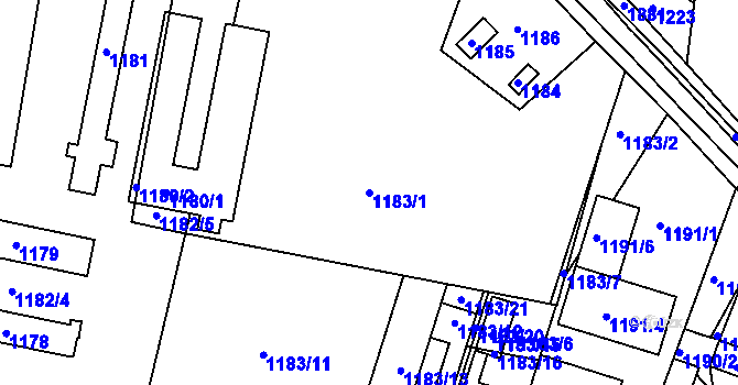 Parcela st. 1183/1 v KÚ Plumlov, Katastrální mapa