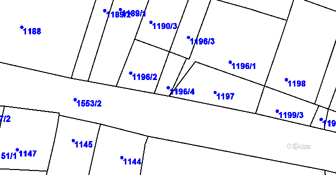 Parcela st. 1196/4 v KÚ Plumlov, Katastrální mapa