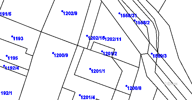 Parcela st. 1201/2 v KÚ Plumlov, Katastrální mapa