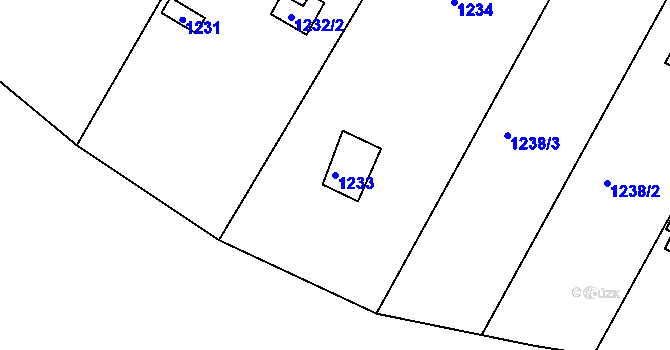 Parcela st. 1233 v KÚ Plumlov, Katastrální mapa