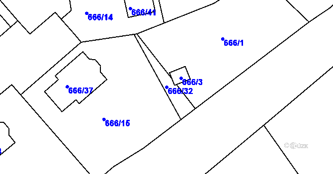 Parcela st. 666/32 v KÚ Plumlov, Katastrální mapa