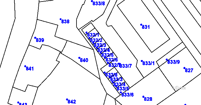 Parcela st. 832/5 v KÚ Plumlov, Katastrální mapa