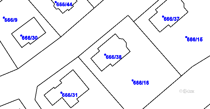 Parcela st. 666/38 v KÚ Plumlov, Katastrální mapa