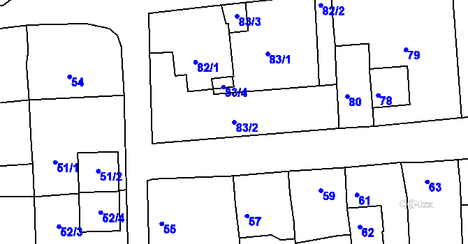 Parcela st. 83/2 v KÚ Plumlov, Katastrální mapa