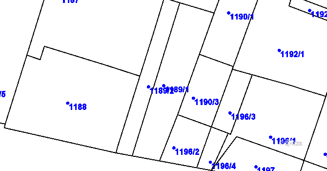 Parcela st. 1189/1 v KÚ Plumlov, Katastrální mapa