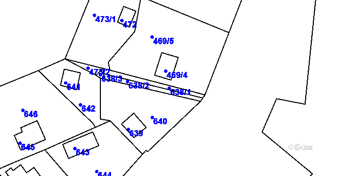 Parcela st. 638/1 v KÚ Plumlov, Katastrální mapa