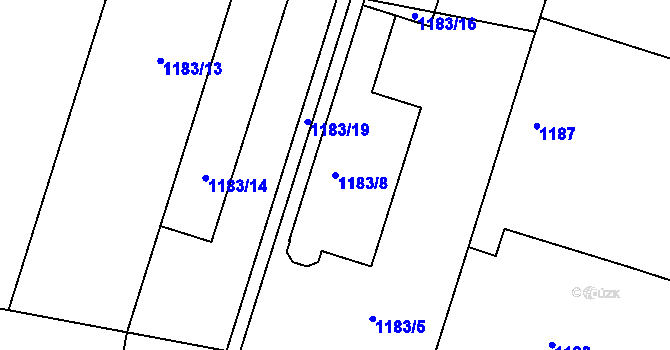 Parcela st. 1183/8 v KÚ Plumlov, Katastrální mapa