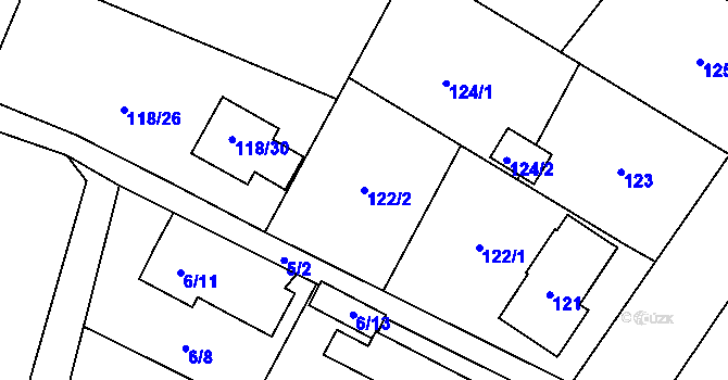 Parcela st. 122/2 v KÚ Plumlov, Katastrální mapa