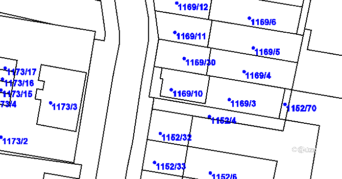 Parcela st. 1169/10 v KÚ Plumlov, Katastrální mapa