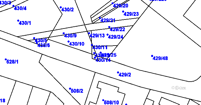 Parcela st. 429/25 v KÚ Plumlov, Katastrální mapa