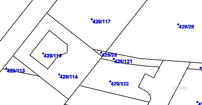 Parcela st. 429/28 v KÚ Plumlov, Katastrální mapa