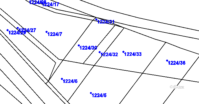 Parcela st. 1224/32 v KÚ Plumlov, Katastrální mapa