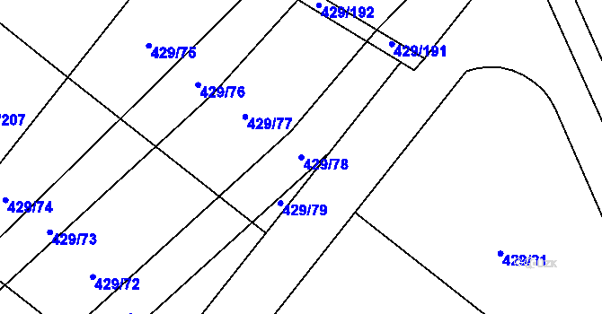 Parcela st. 429/78 v KÚ Plumlov, Katastrální mapa