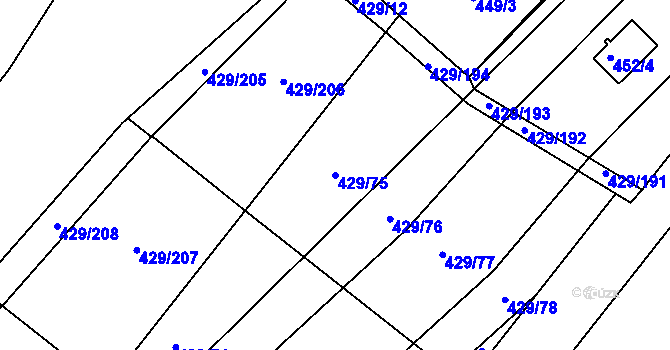 Parcela st. 429/75 v KÚ Plumlov, Katastrální mapa