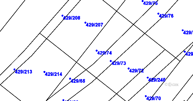 Parcela st. 429/74 v KÚ Plumlov, Katastrální mapa