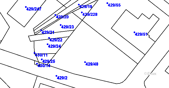 Parcela st. 429/50 v KÚ Plumlov, Katastrální mapa