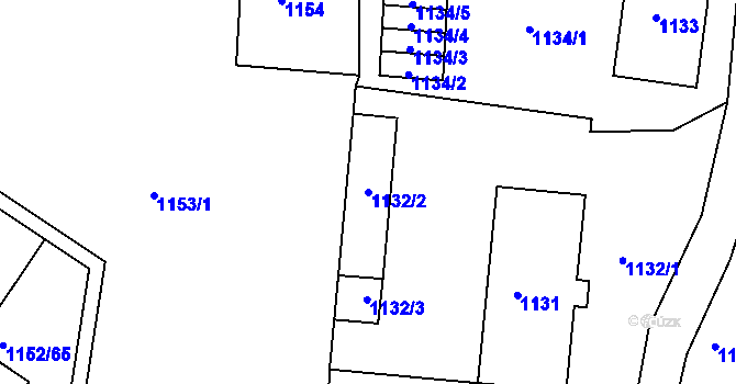 Parcela st. 1132/2 v KÚ Plumlov, Katastrální mapa