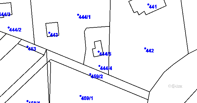 Parcela st. 444/5 v KÚ Plumlov, Katastrální mapa