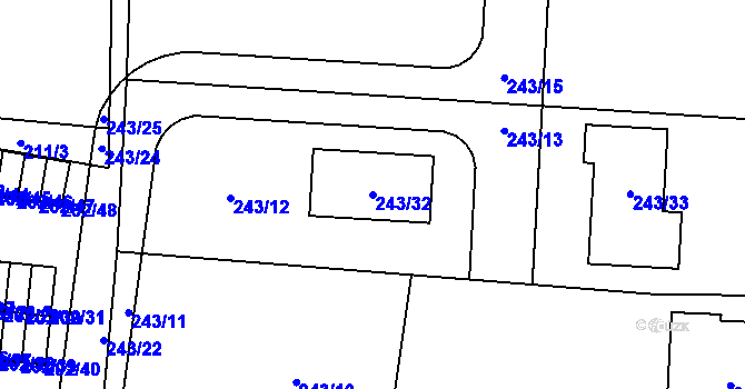 Parcela st. 243/32 v KÚ Plumlov, Katastrální mapa