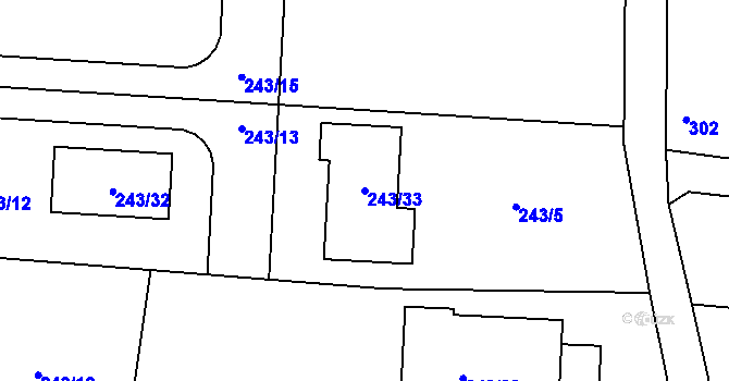 Parcela st. 243/33 v KÚ Plumlov, Katastrální mapa