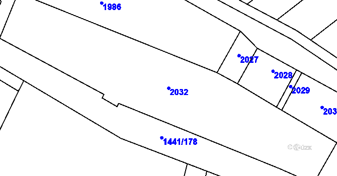 Parcela st. 2032 v KÚ Plumlov, Katastrální mapa