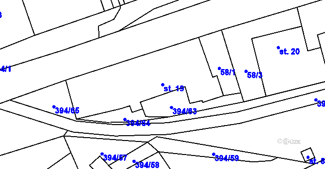 Parcela st. 19 v KÚ Plužná, Katastrální mapa