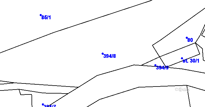 Parcela st. 394/8 v KÚ Plužná, Katastrální mapa