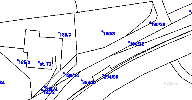 Parcela st. 190/25 v KÚ Plužná, Katastrální mapa