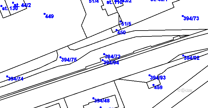 Parcela st. 394/72 v KÚ Plužná, Katastrální mapa