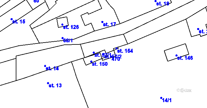 Parcela st. 57/2 v KÚ Plužná, Katastrální mapa