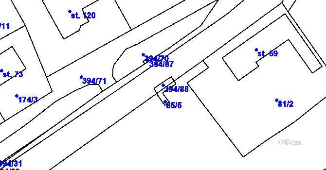 Parcela st. 394/88 v KÚ Plužná, Katastrální mapa