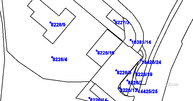 Parcela st. 8226/16 v KÚ Plzeň, Katastrální mapa