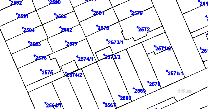 Parcela st. 2573/2 v KÚ Plzeň, Katastrální mapa
