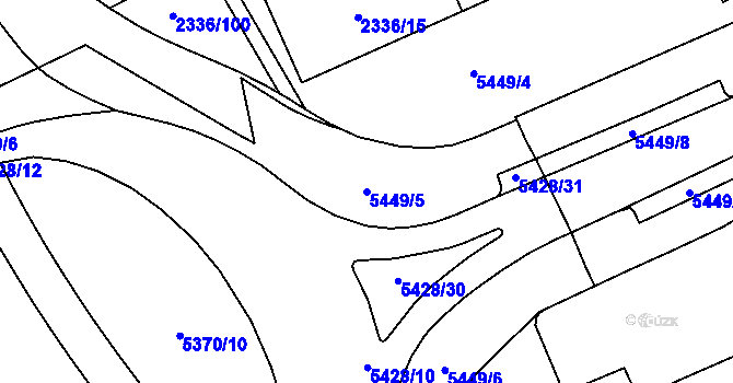 Parcela st. 5449/5 v KÚ Plzeň, Katastrální mapa