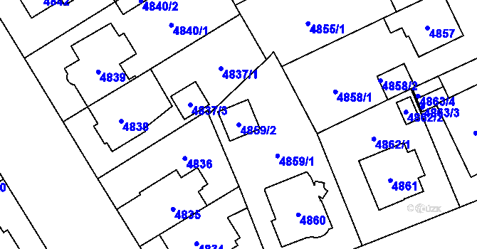Parcela st. 4859/2 v KÚ Plzeň, Katastrální mapa