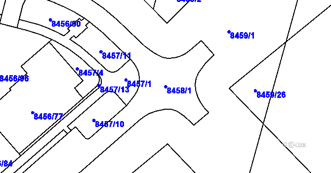 Parcela st. 8458/1 v KÚ Plzeň, Katastrální mapa