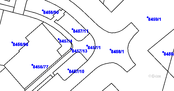 Parcela st. 8457/1 v KÚ Plzeň, Katastrální mapa