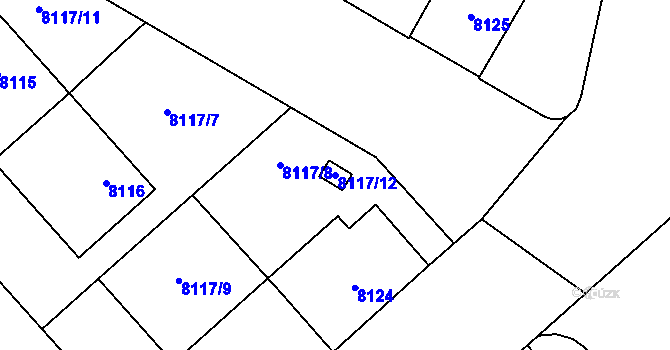 Parcela st. 8117/12 v KÚ Plzeň, Katastrální mapa