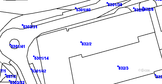 Parcela st. 832/2 v KÚ Plzeň, Katastrální mapa