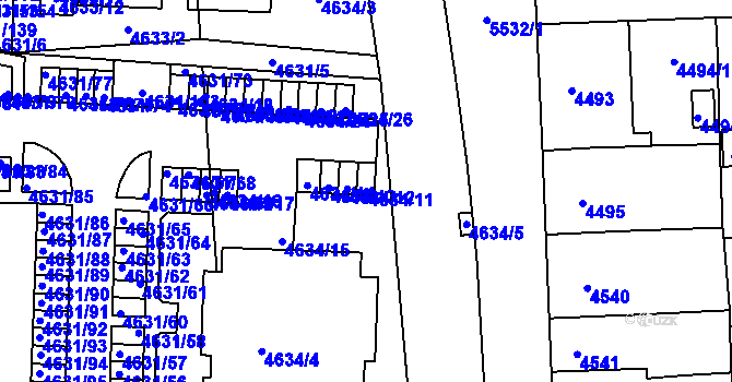 Parcela st. 4634/11 v KÚ Plzeň, Katastrální mapa
