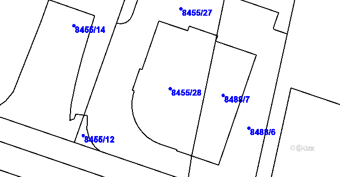 Parcela st. 8455/28 v KÚ Plzeň, Katastrální mapa