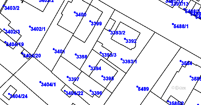 Parcela st. 3393/3 v KÚ Plzeň, Katastrální mapa