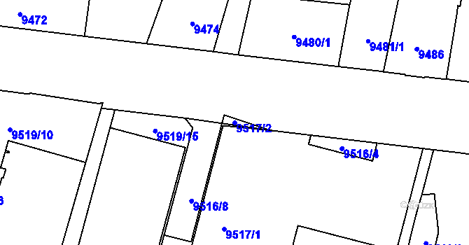 Parcela st. 9517/2 v KÚ Plzeň, Katastrální mapa