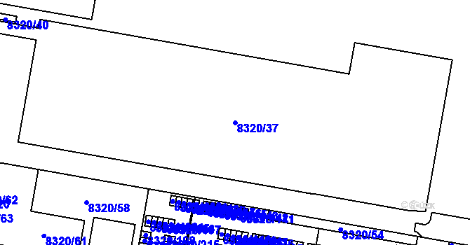 Parcela st. 8320/37 v KÚ Plzeň, Katastrální mapa