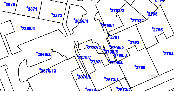 Parcela st. 2787/2 v KÚ Plzeň, Katastrální mapa